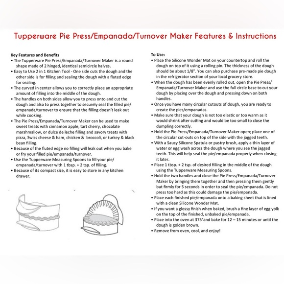 Tupperware - Blue Empanada Press Pastry Turnover Tart Maker - Picture 9 of 9